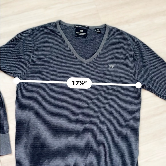 Gray V-Neck Striped Women's Top - Picture 6 of 7